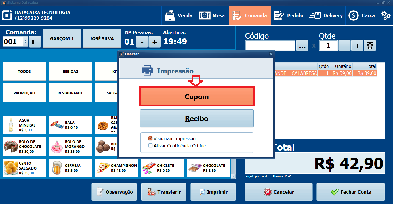 Como Fazer Uma Venda Utilizando Comandas No Pdv Datacaixa Tecnologia