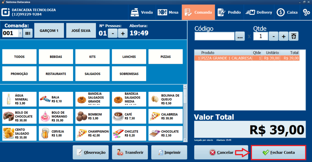 Como Fazer Uma Venda Utilizando Comandas No Pdv Datacaixa Tecnologia