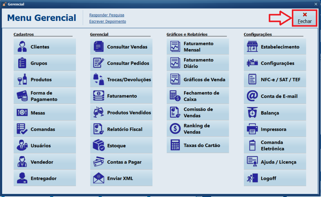 FECHAR MENU GERENCIAL | Datacaixa FECHAR MENU GERENCIAL