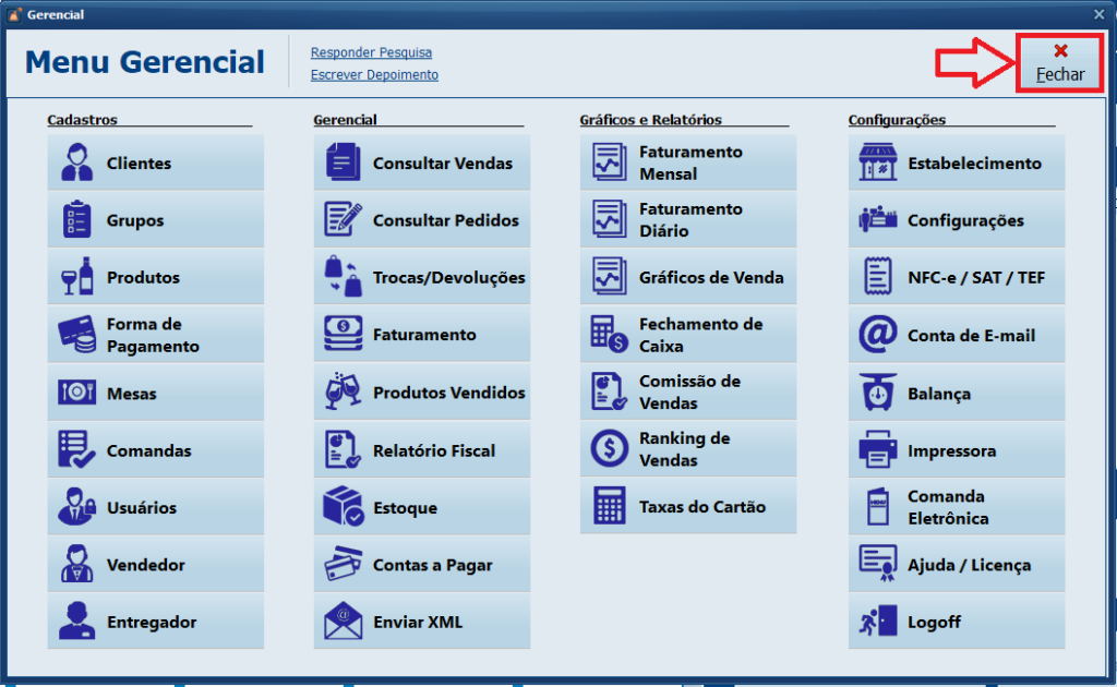 FECHAR MENU GERENCIAL