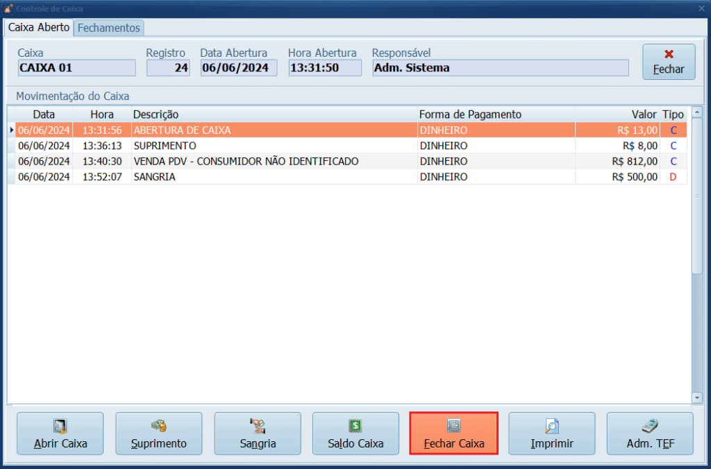 Fechar_Caixa | Datacaixa