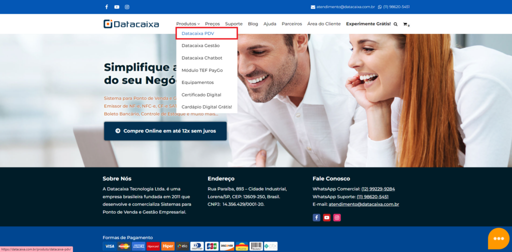 Site Datacaixa PDV