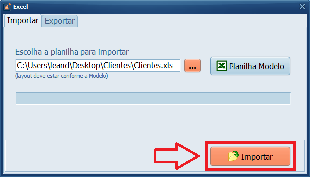 Cliente Arquivo Importar