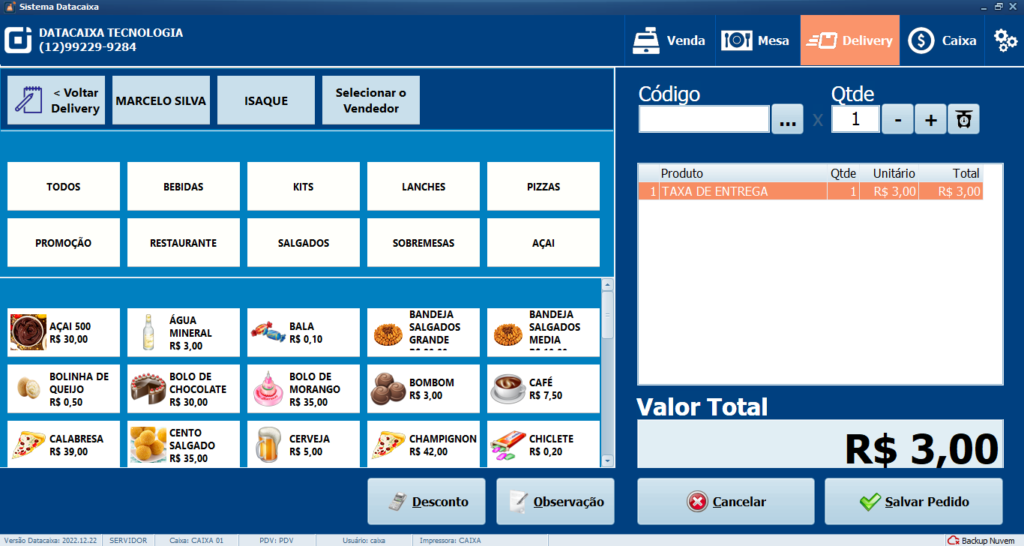 Delivery Ajuste Taxa de Entrega | Datacaixa Tecnologia Delivery Ajuste Taxa de Entrega