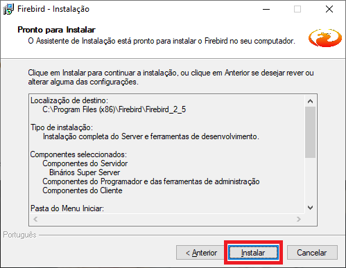 Firebird Iniciar Instalação