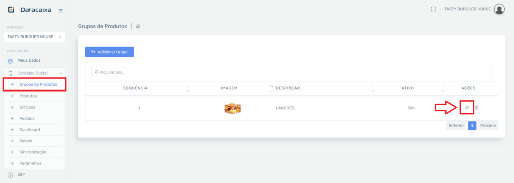 Grupo Cardápio Editar