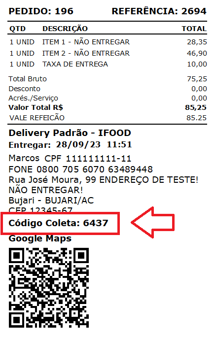 Código de Coleta iFood Cupom