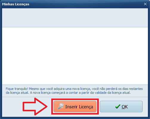Minhas Licenças Inserir Licença