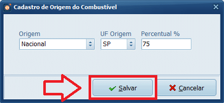 Origem do Combustível Salvar