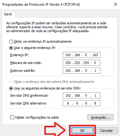 Propriedades de Protocolo IP Versão 4 OK