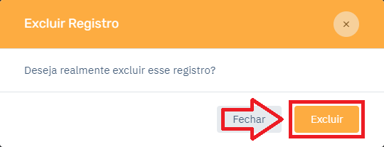 Taxa KM Excluir Confirmar no Cardápio