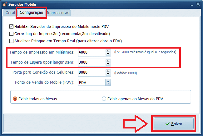 Servidor Mobile Configuração