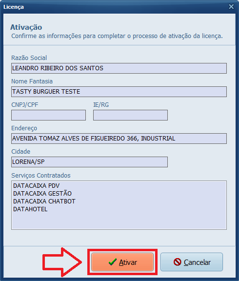 Licença Ativar