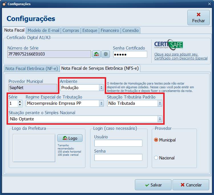 Informações NFSe