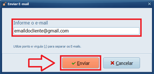 Ao Finalizar a Venda Informe o e-mail