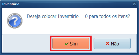Confirme Inventário 0 no PDV