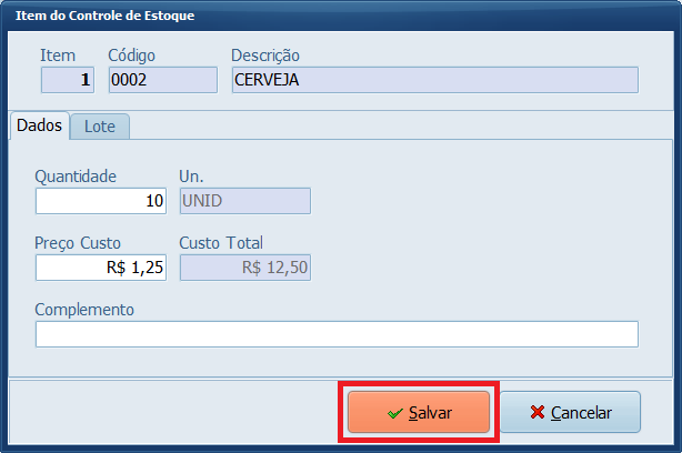 Selecionar Quantidade no Produto Saída