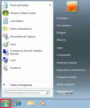 Menu iniciar | Datacaixa Tecnologia Windows 7