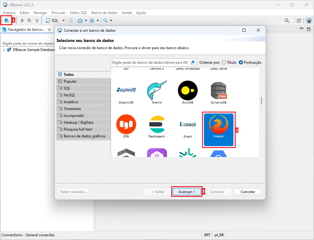 Selecione seu banco de dados Firebird