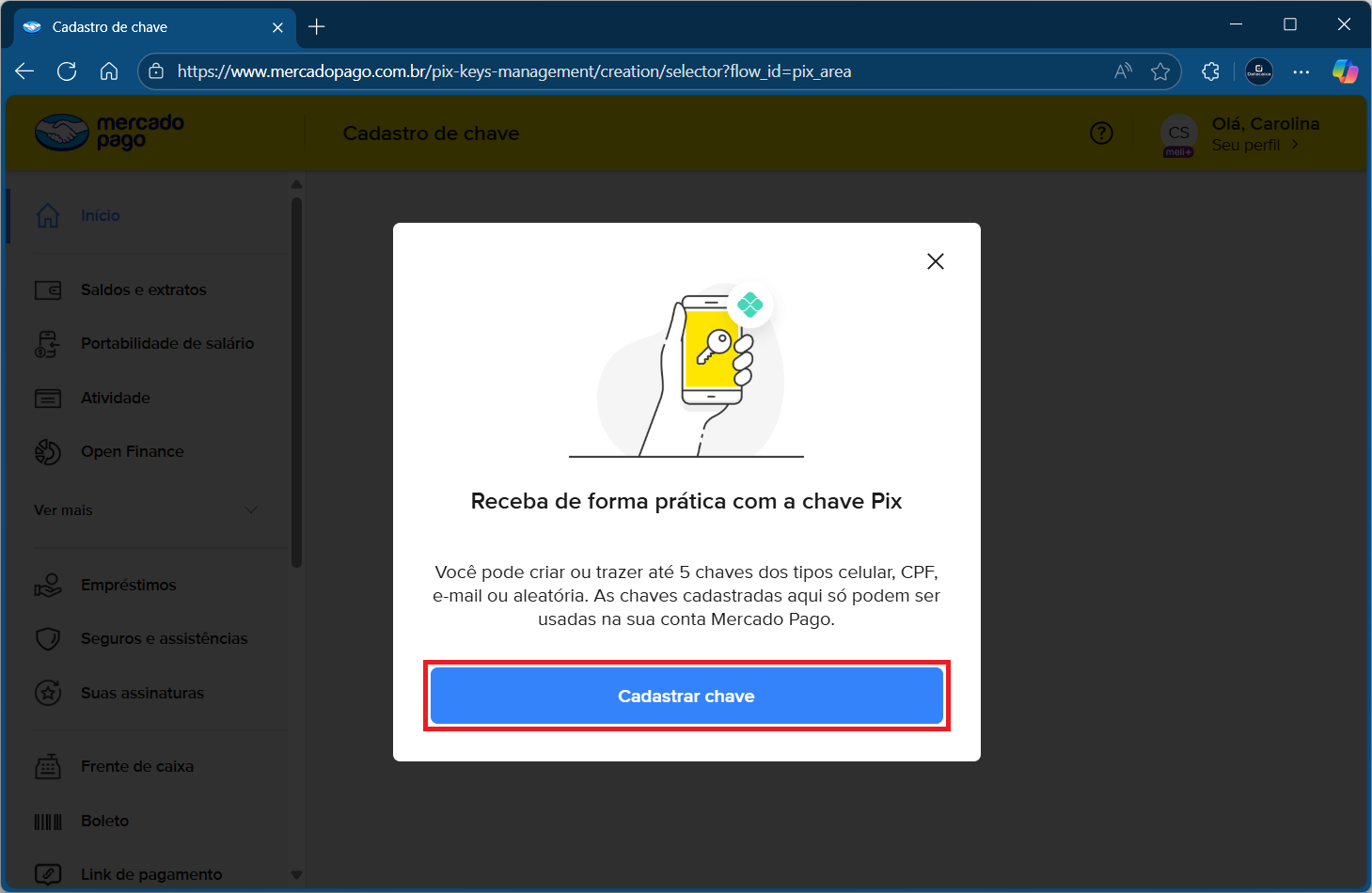 cadastrar-chave-mercado-pago | Datacaixa