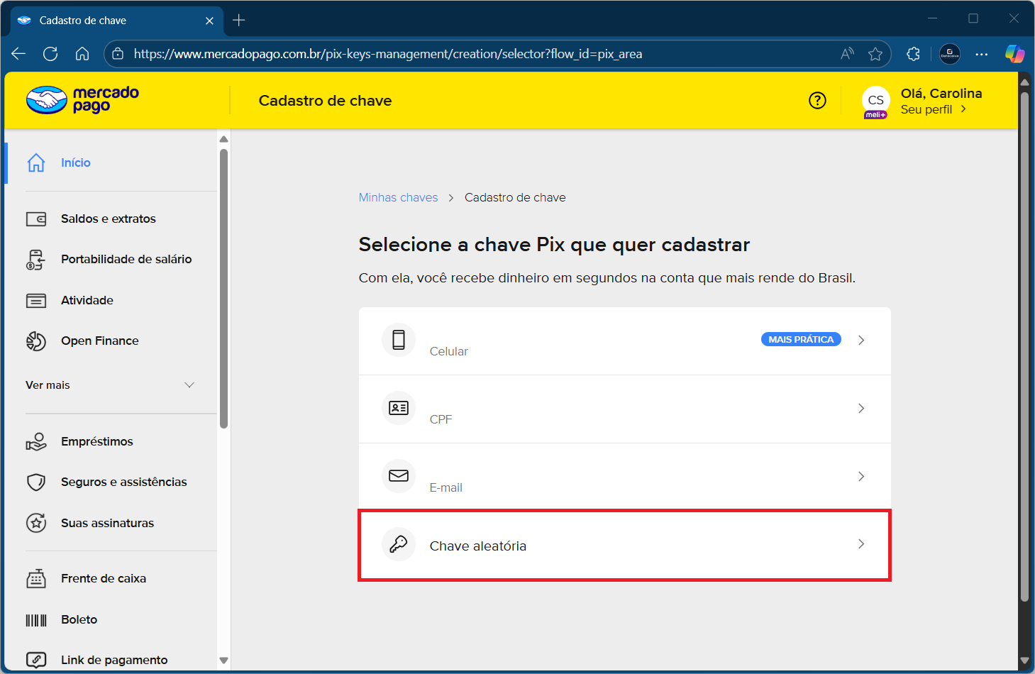 chave-aleatória-mercado-pago | Datacaixa