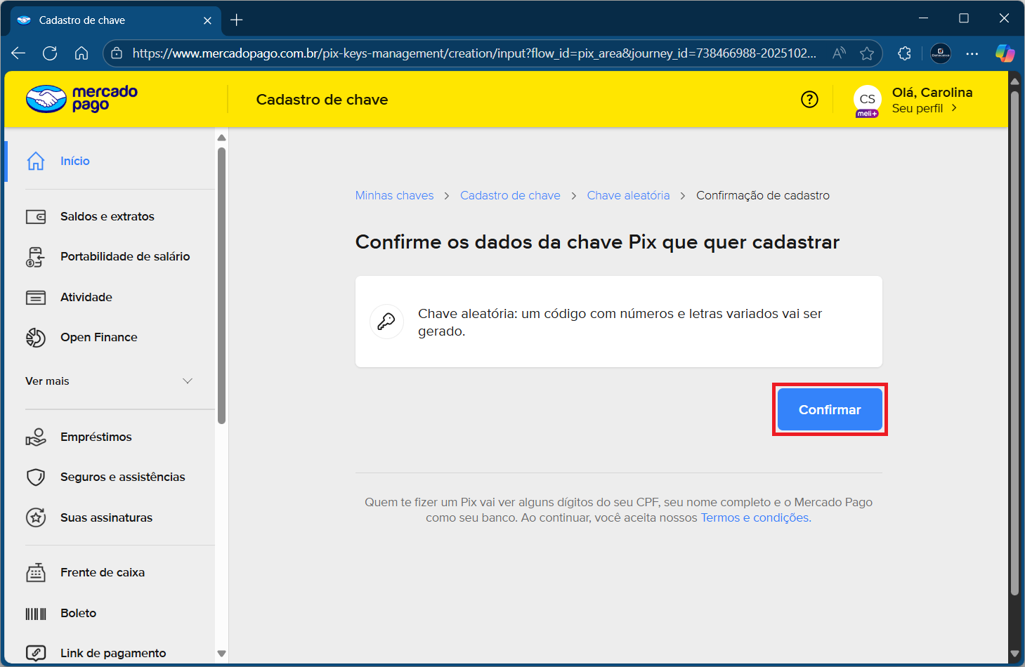 confirmar-chave-aleatoria | Datacaixa