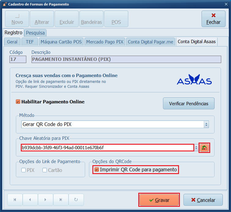 Chave Aleatória para Pix_Gravar_Asaas | Datacaixa Tecnologia