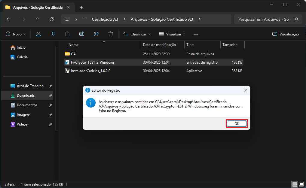 Editor de Registro_êxito no registro | Datacaixa