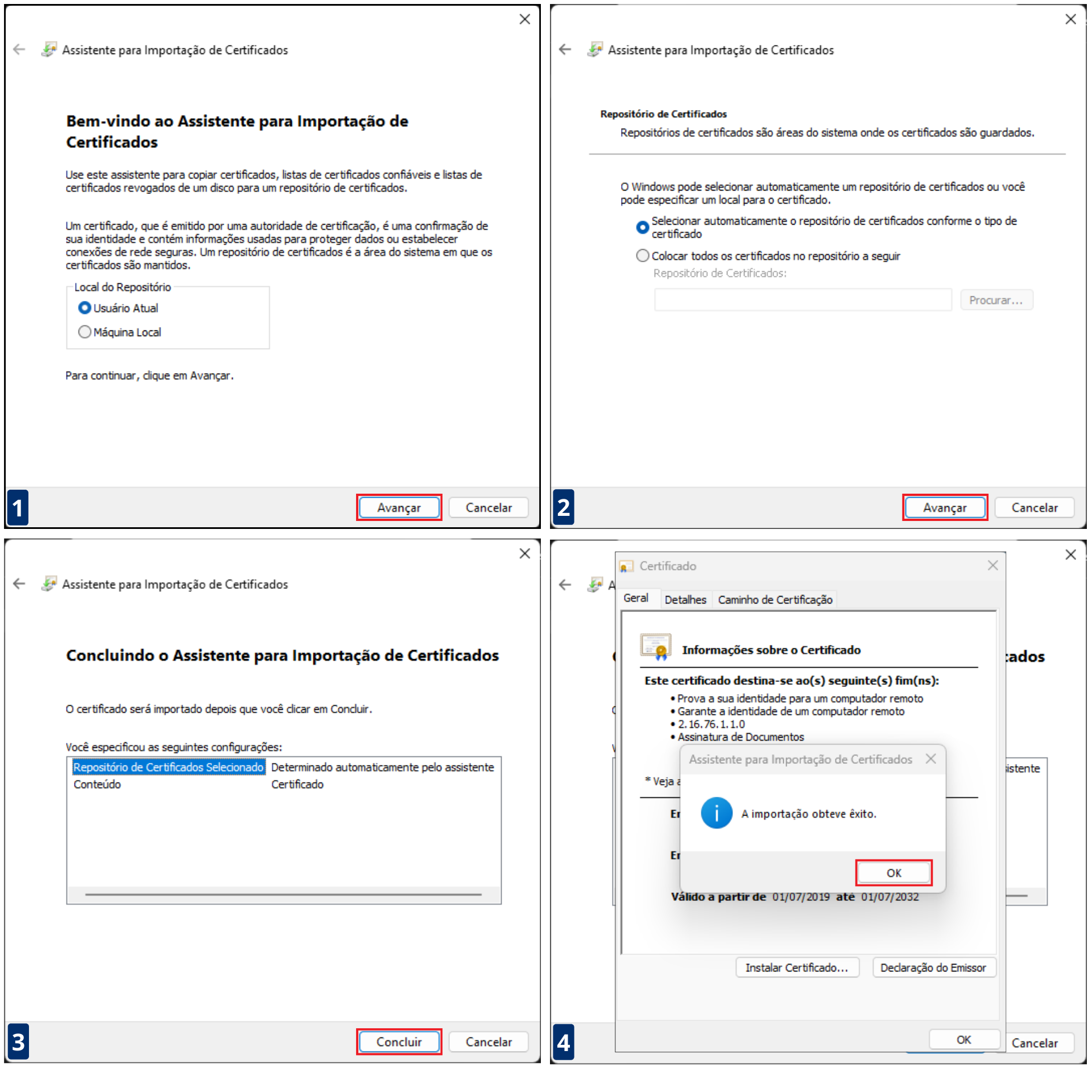 Assistente para Importação de Certificados_Instalação_ | Datacaixa