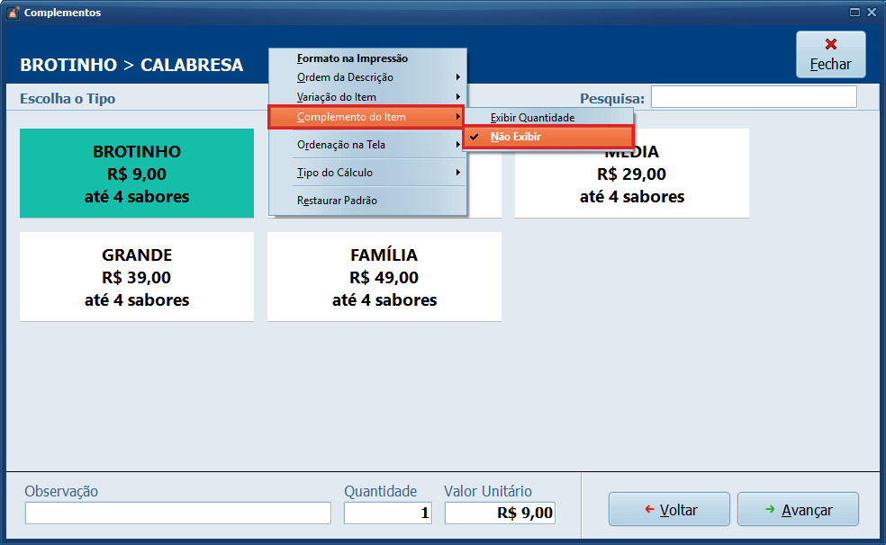 Complemento do Item_Não Exibir | Datacaixa