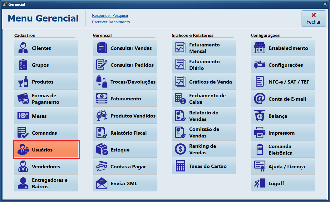Menu Gerencial_Usuários_2025 | Datacaixa Menu Gerencial > Usuários