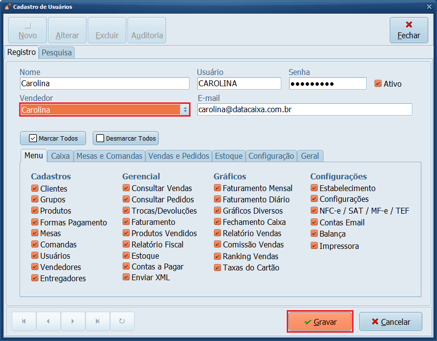 Vendedor_Gravar_Usuário | Datacaixa