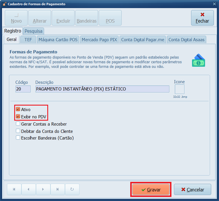 ativo-exibir-no-pdv-pix-gravar | Datacaixa