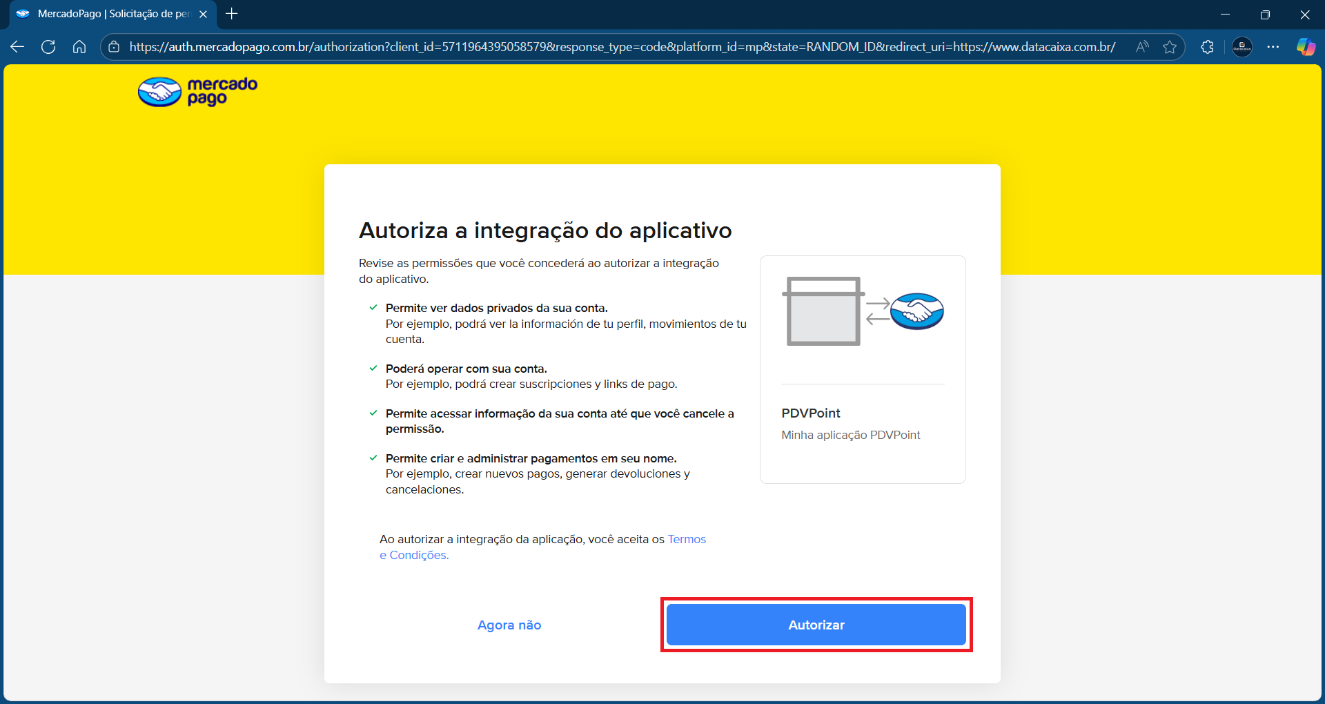 autorizar-integracao-do-aplicativo | Datacaixa