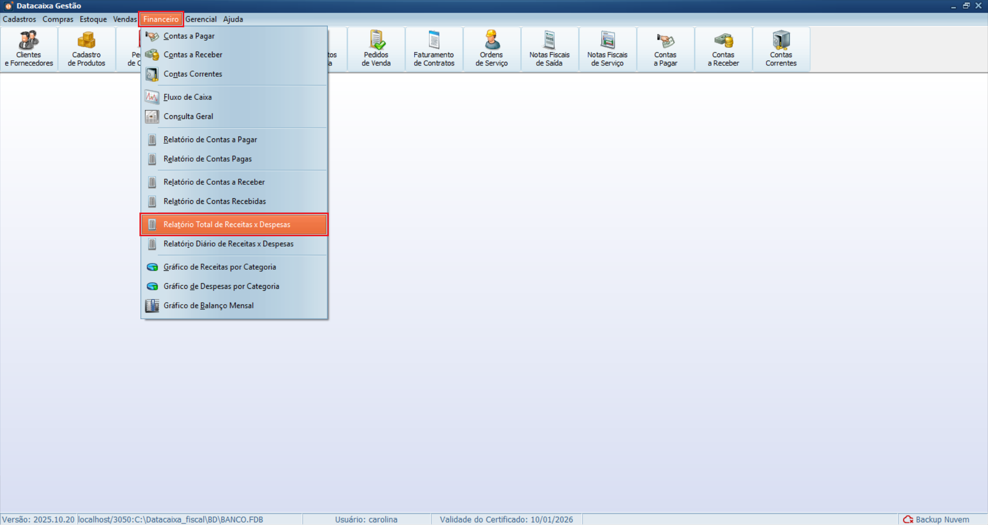 financeiro-relatorio-total-de-receitas-x-despesas | Datacaixa